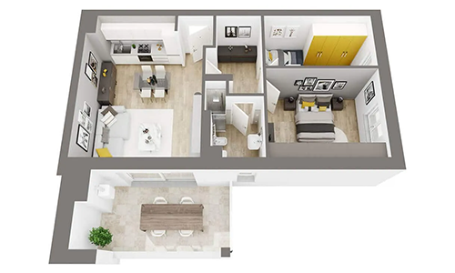 piantina-verde-Sigonio-carpi-cmb-immobiliare-interno-due-camere