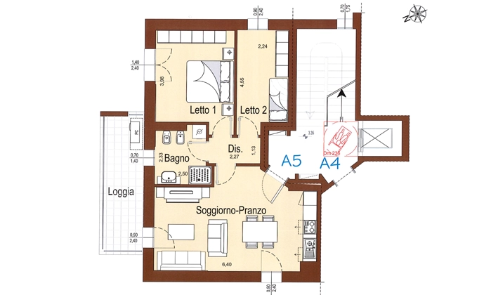 Planimetria appartamento al piano secondo – Palazzina Verde Sigonio, lotto A4 – CMB Immobiliare Carpi