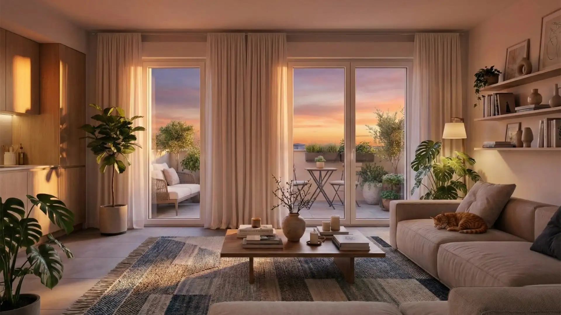 Living con cucina Borgo-Sole-Morbidina-Carpi-CMB-Immobiliare